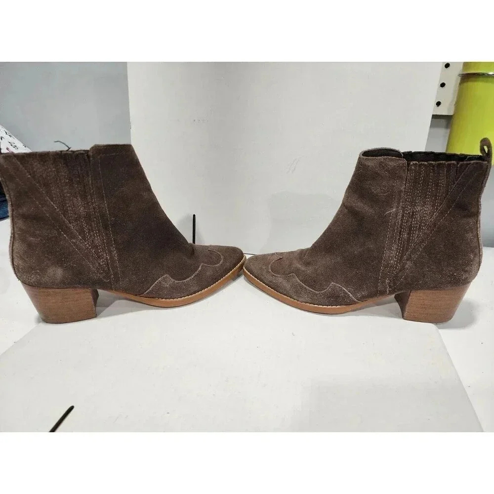 Hobbs London Women's Navy Suede Ankle Boots Zip Side Mid Block Heel 36 (5.5 US) - Picture 3 of 7